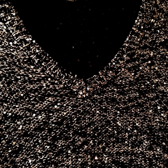 APT9 Black/Silver Sequined Sweater w/ Attached Sheer Black Under Cami;PS - Picture 3 of 7